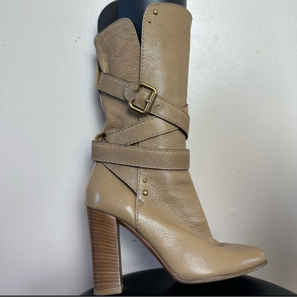 CLEARANCE! Tan Chloé Paddington Leather Heeled Buckle Boots Size 8 EUC - Picture 3 of 7